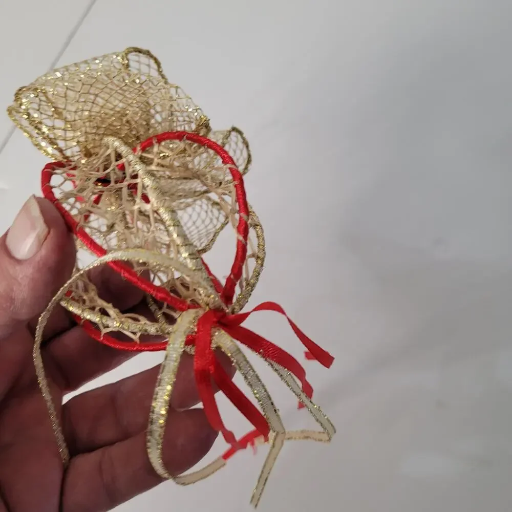 Festive Ornament with Gold Ribbon and Tassels